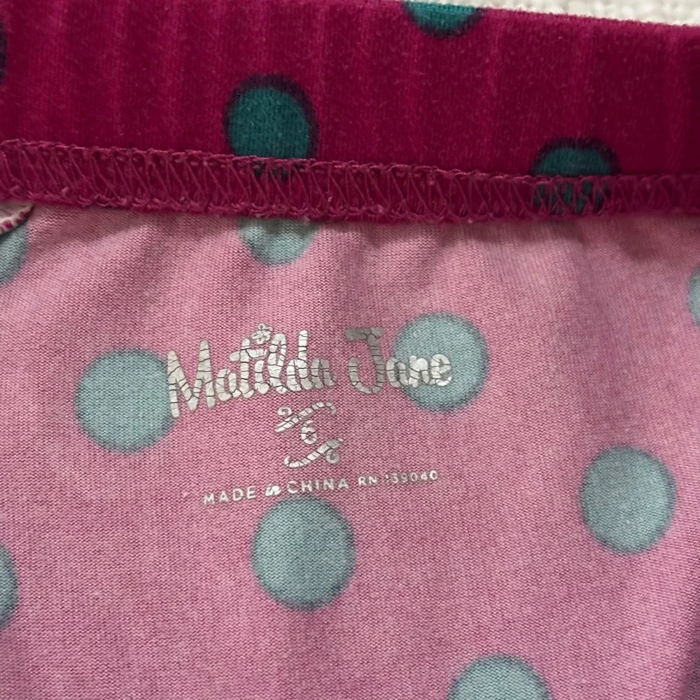 Matilda Jane Girls Pajama Set Size 6 Navy Winter Animals Polka Dot Henley PJ Set